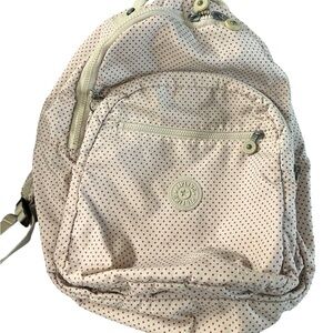 Kipling Cream Backpack with Red Polka Dots